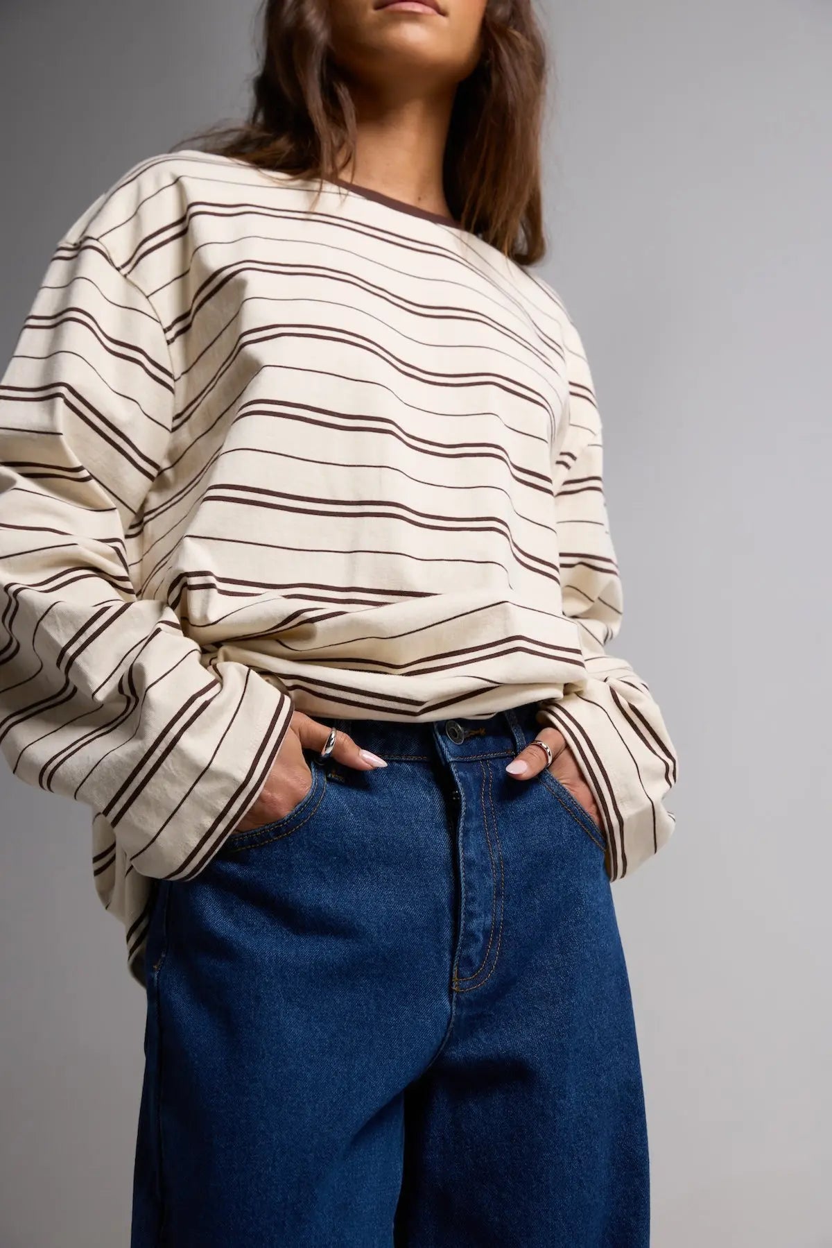 Stripe Long Sleeve Tee - Chocolate Silent Theory