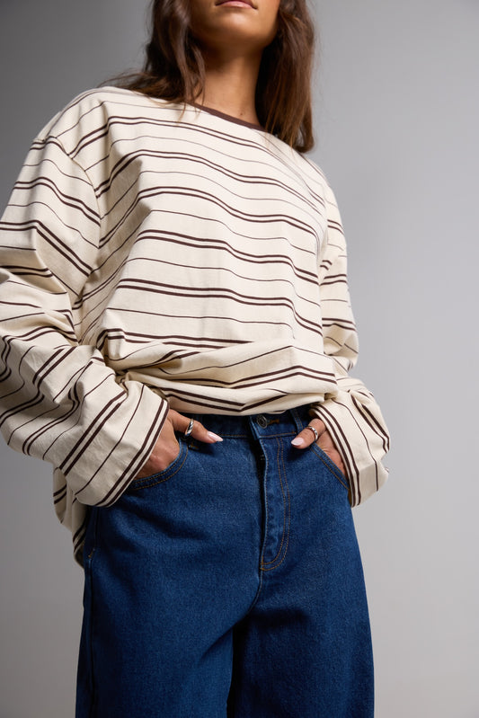 Stripe Long Sleeve Tee - Chocolate Silent Theory