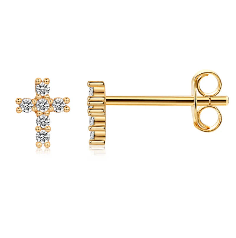 Tiny Cross Stud Earrings