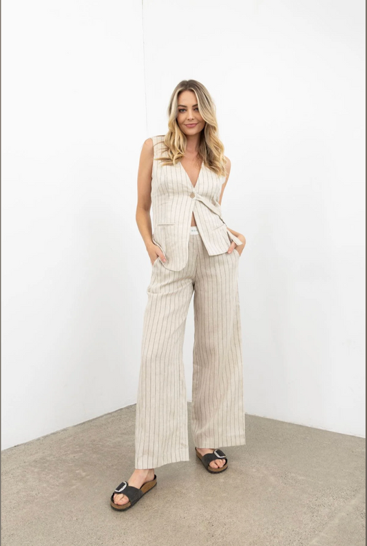 Summer Tate Pant - Natural Stripe