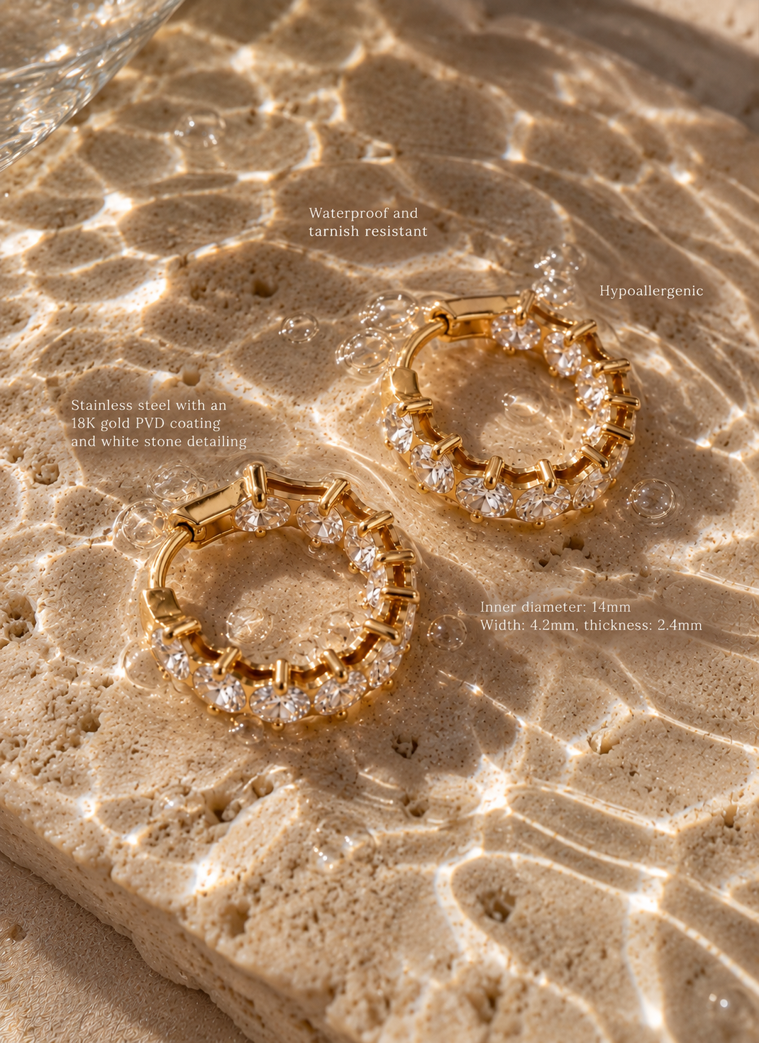 Crystal Hoops - Gold The Rose Edit