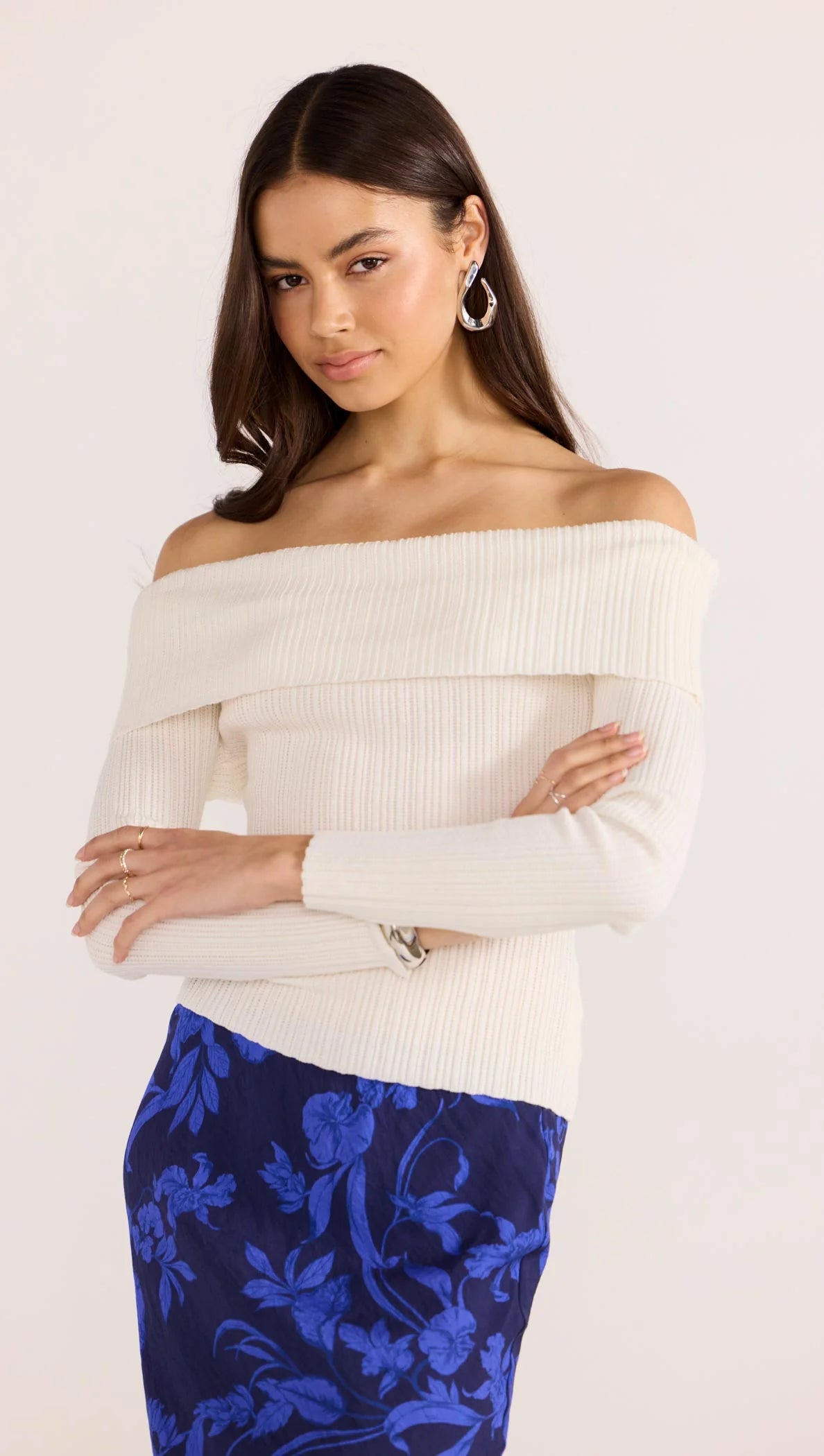 Zoe Off Shoulder Knit Top  | Off White
