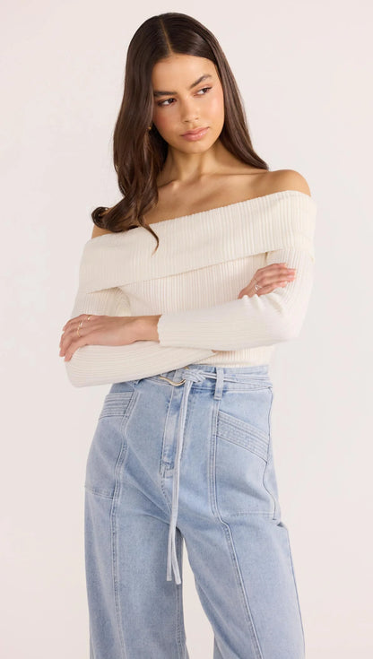 Zoe Off Shoulder Knit Top  | Off White