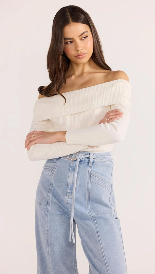 Zoe Off Shoulder Knit Top  | Off White