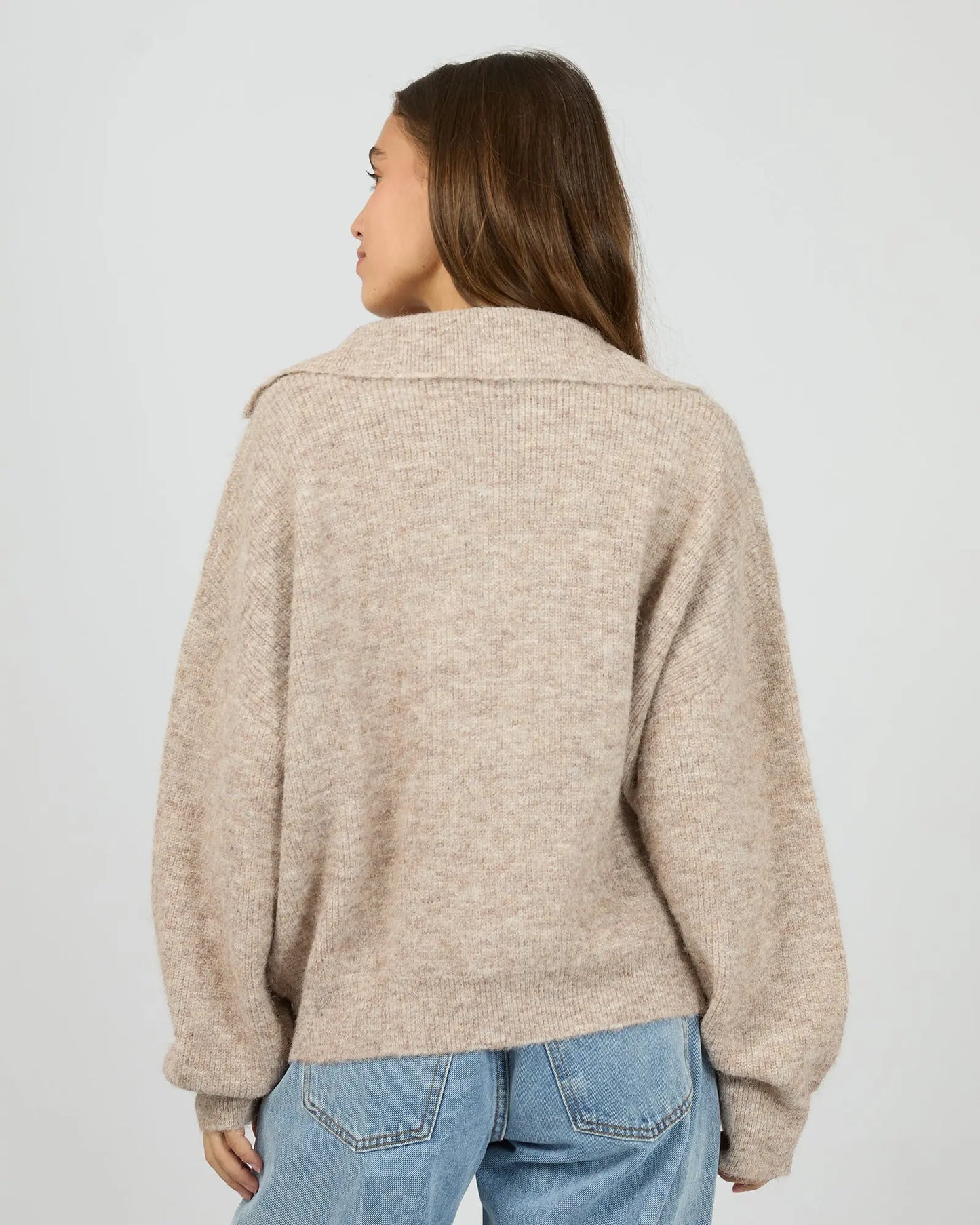 Bonni Knit Quater Zip Jumper - Brown Silent Theory