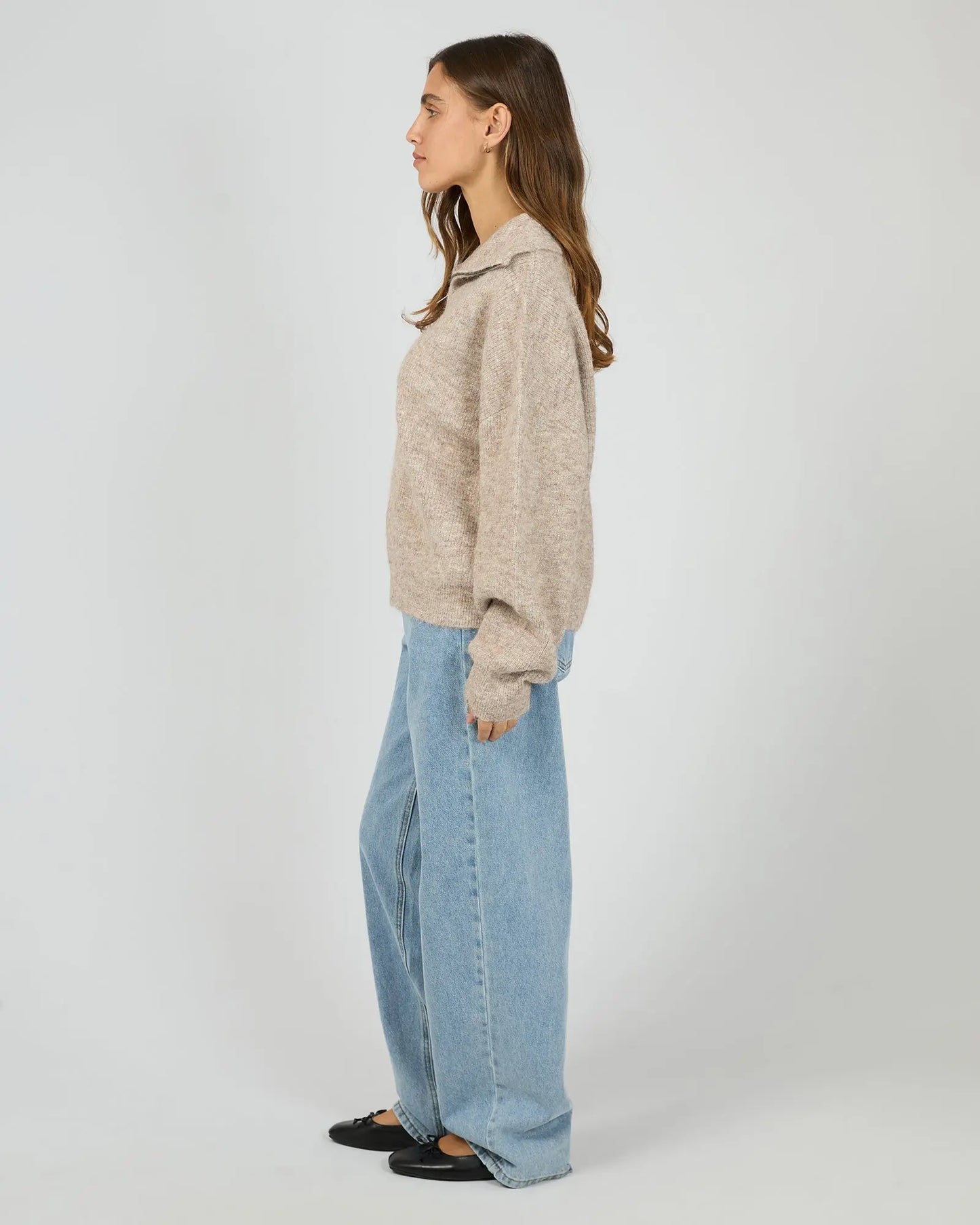 Bonni Knit Quater Zip Jumper - Brown Silent Theory
