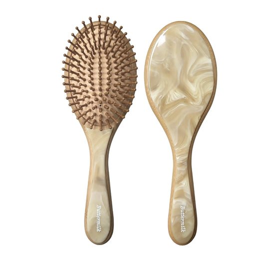 Dev Bamboo Paddle Brush in Buttercream Buttermilk