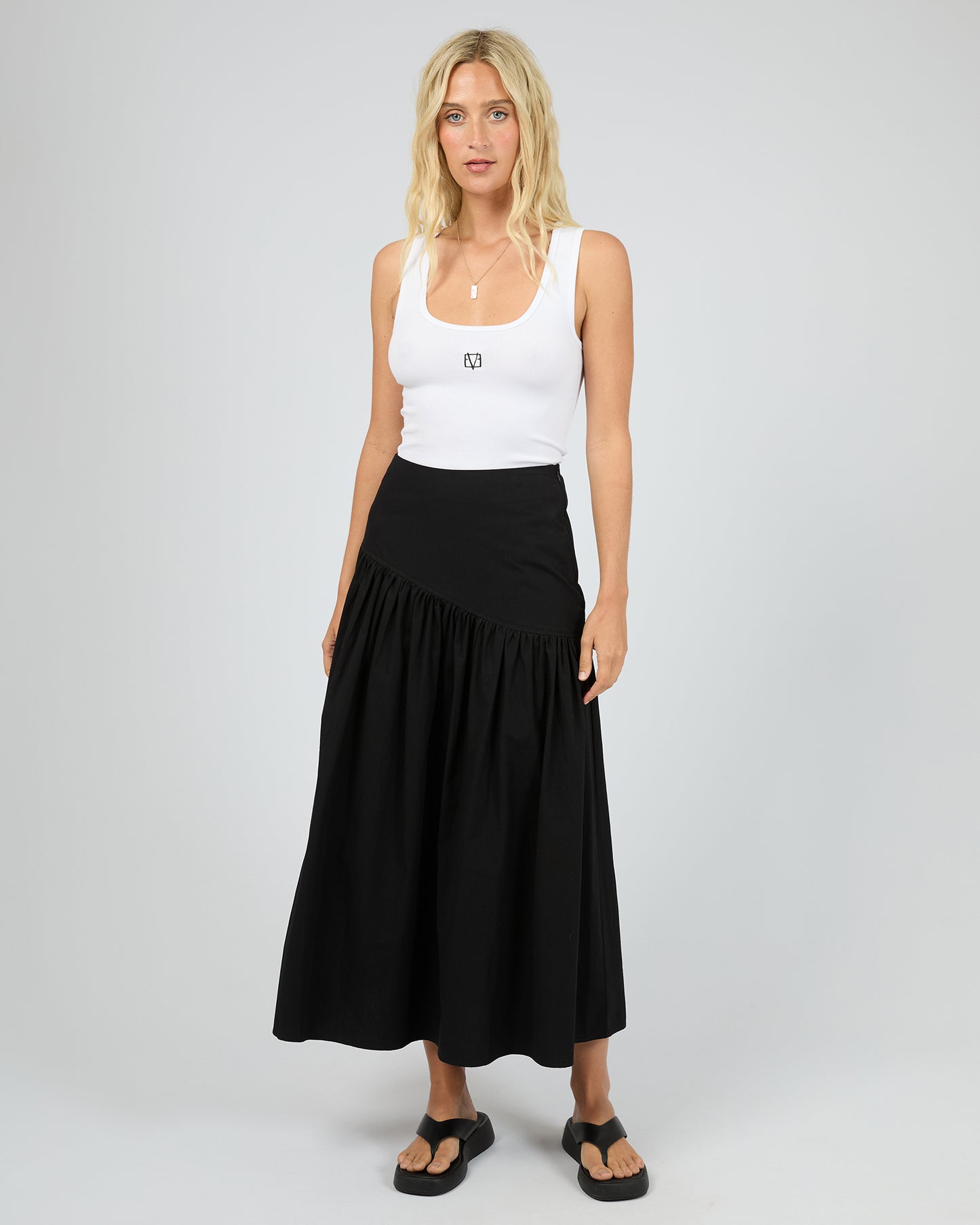 Essential Asym Maxi Skirt - Black