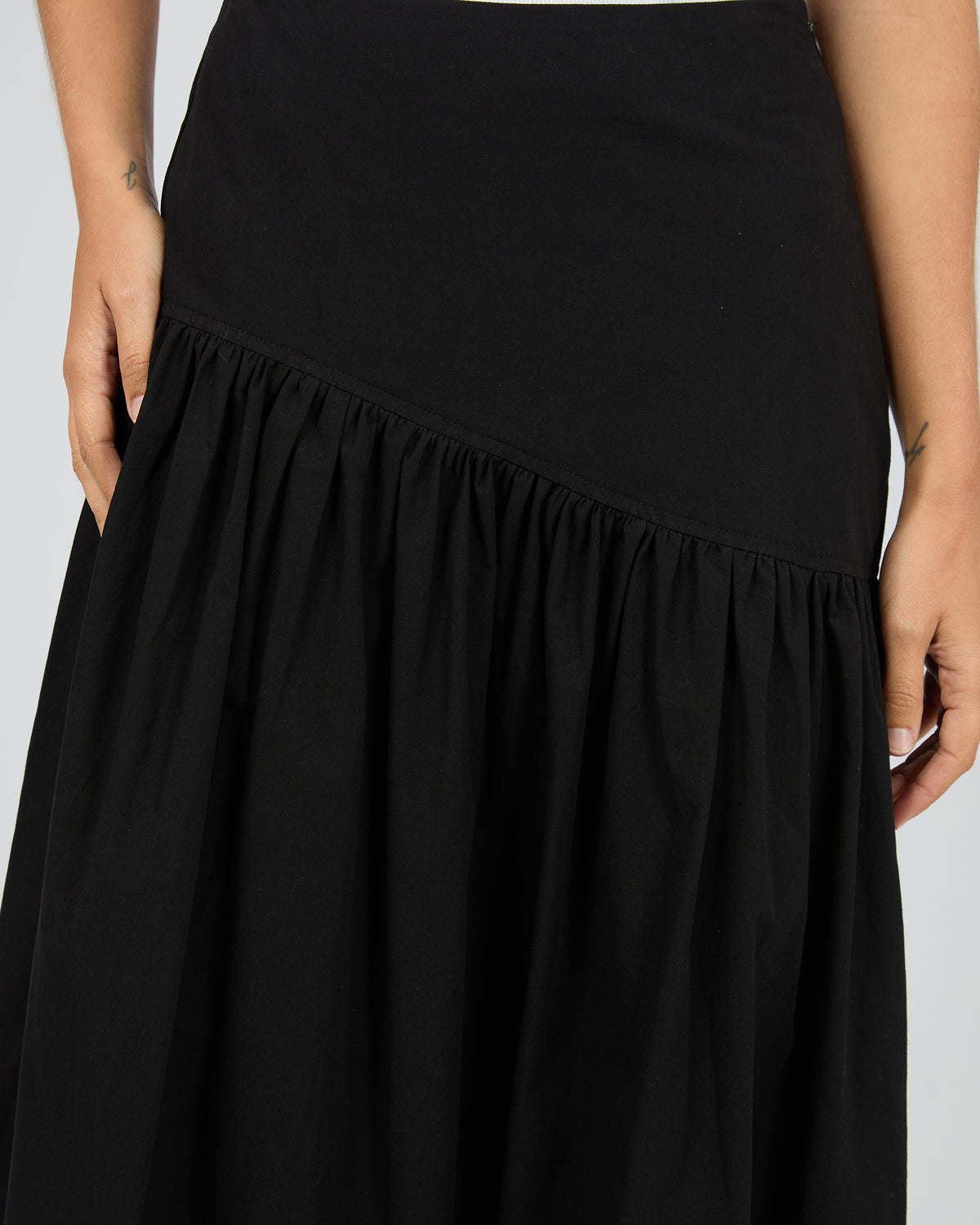 Essential Asym Maxi Skirt - Black