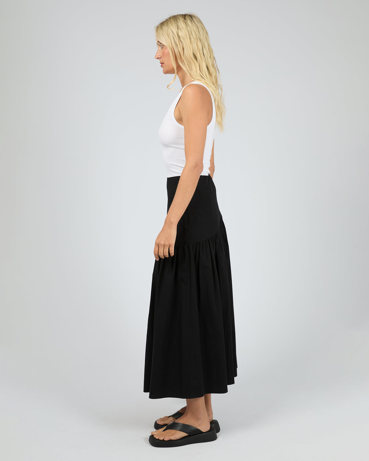 Essential Asym Maxi Skirt - Black