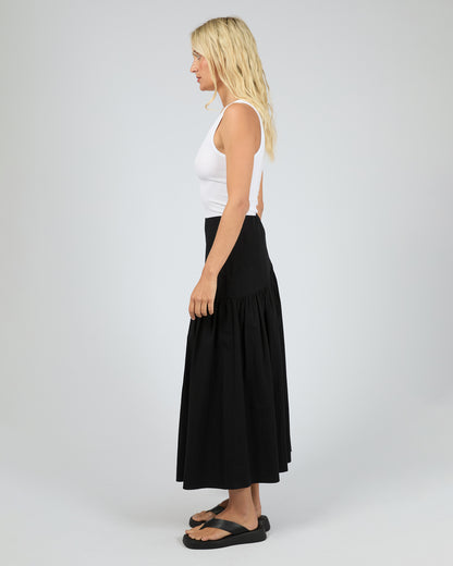 Essential Asym Maxi Skirt - Black