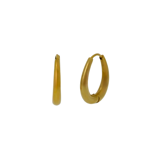 Gold hoop earrings on a white background