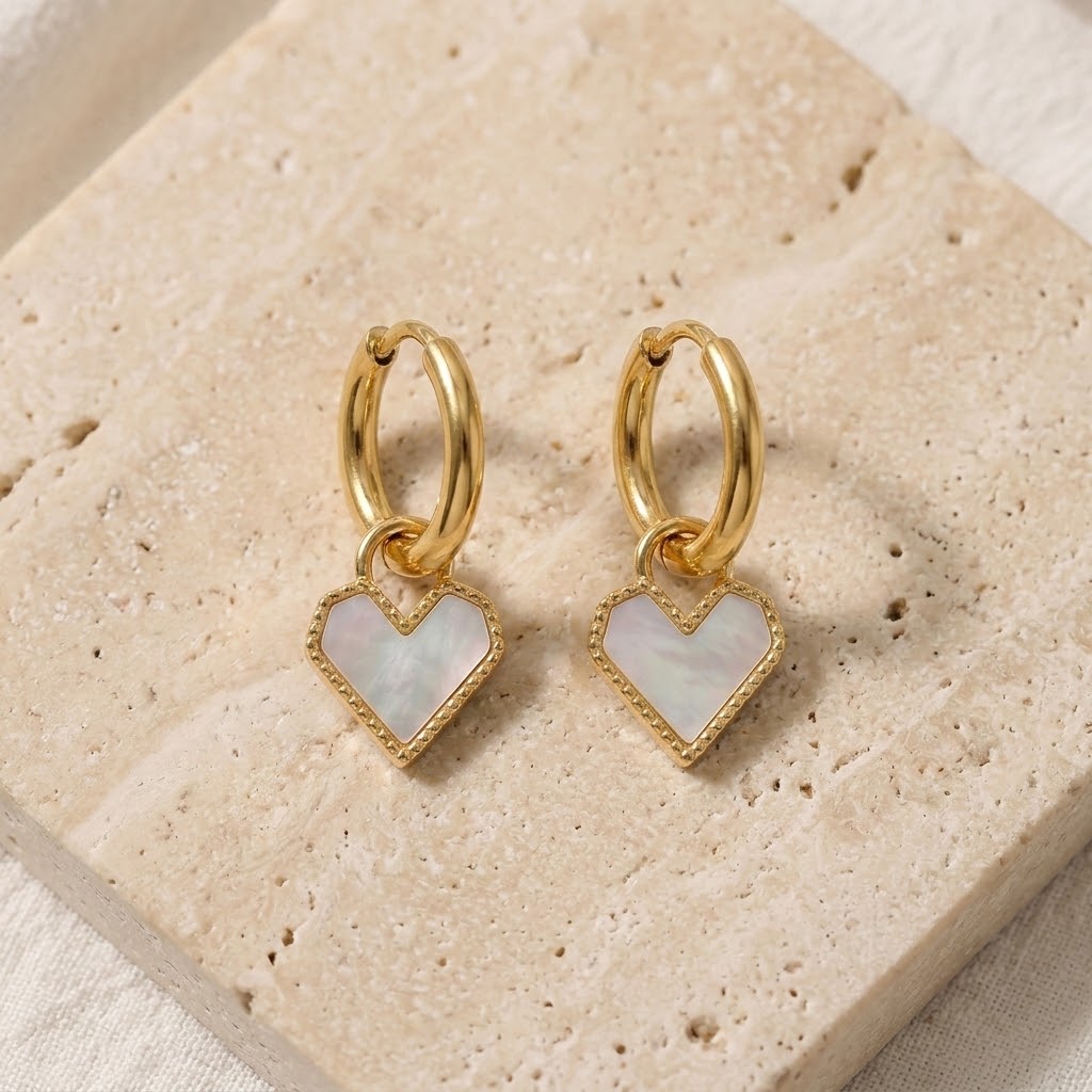 Luna Heart Hoop Earrings - Gold The Rose Edit