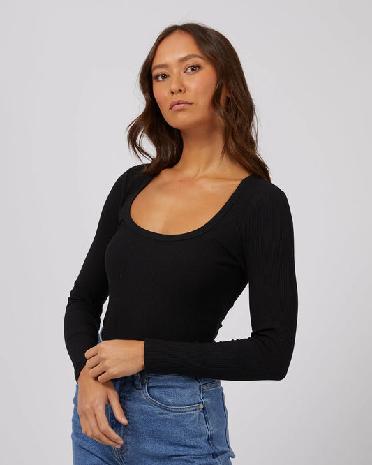 Hazel Long Sleeve Tee - Black & White Silent Theory