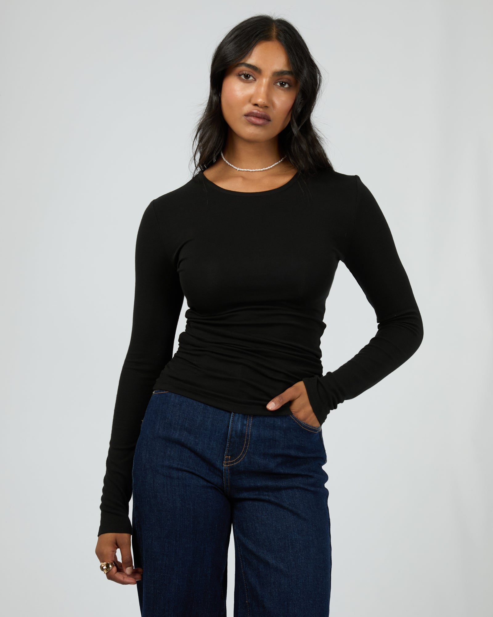 Kylie Long Sleeve Top Black All About Eve