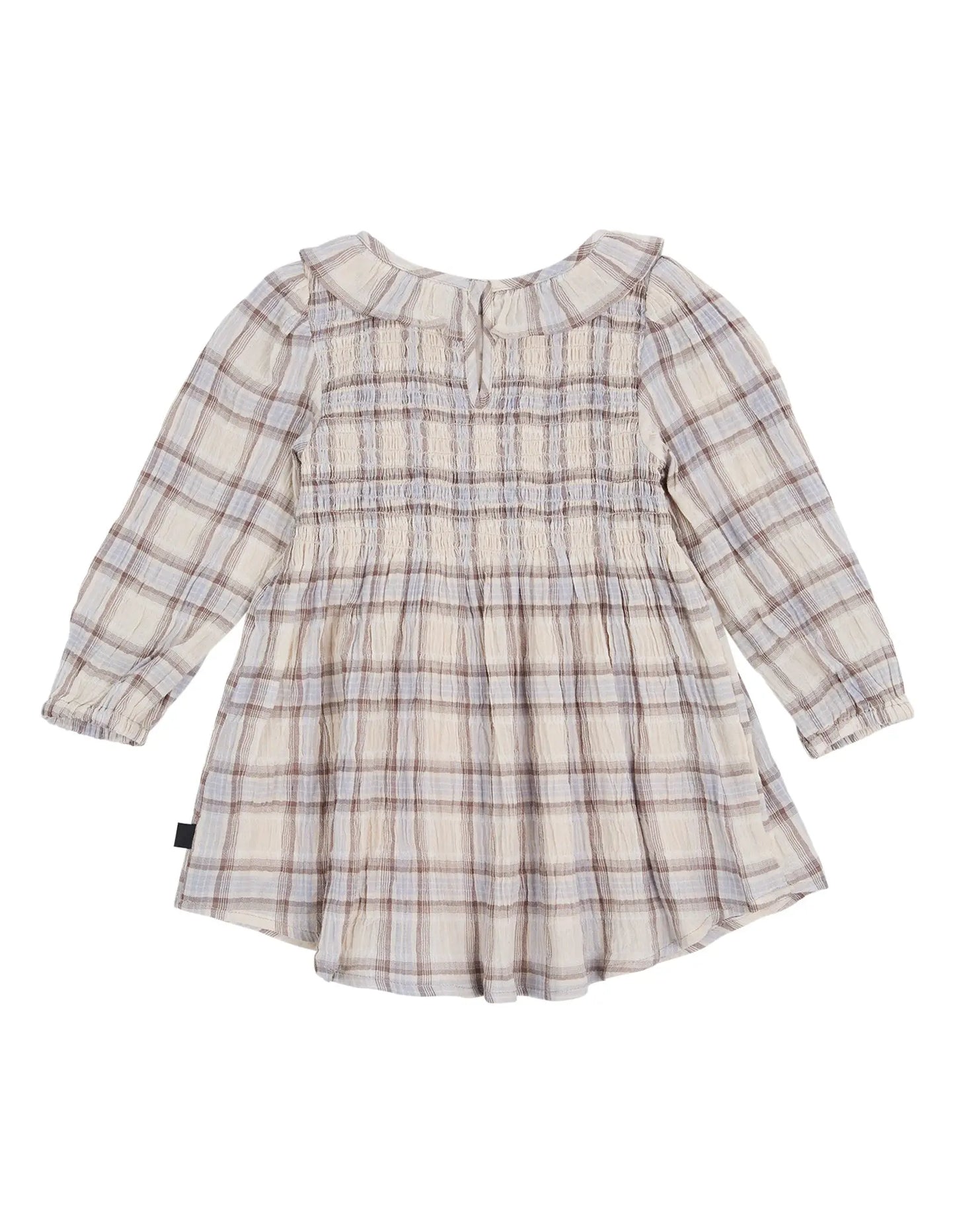 Plaid dress with long sleeves on a white background