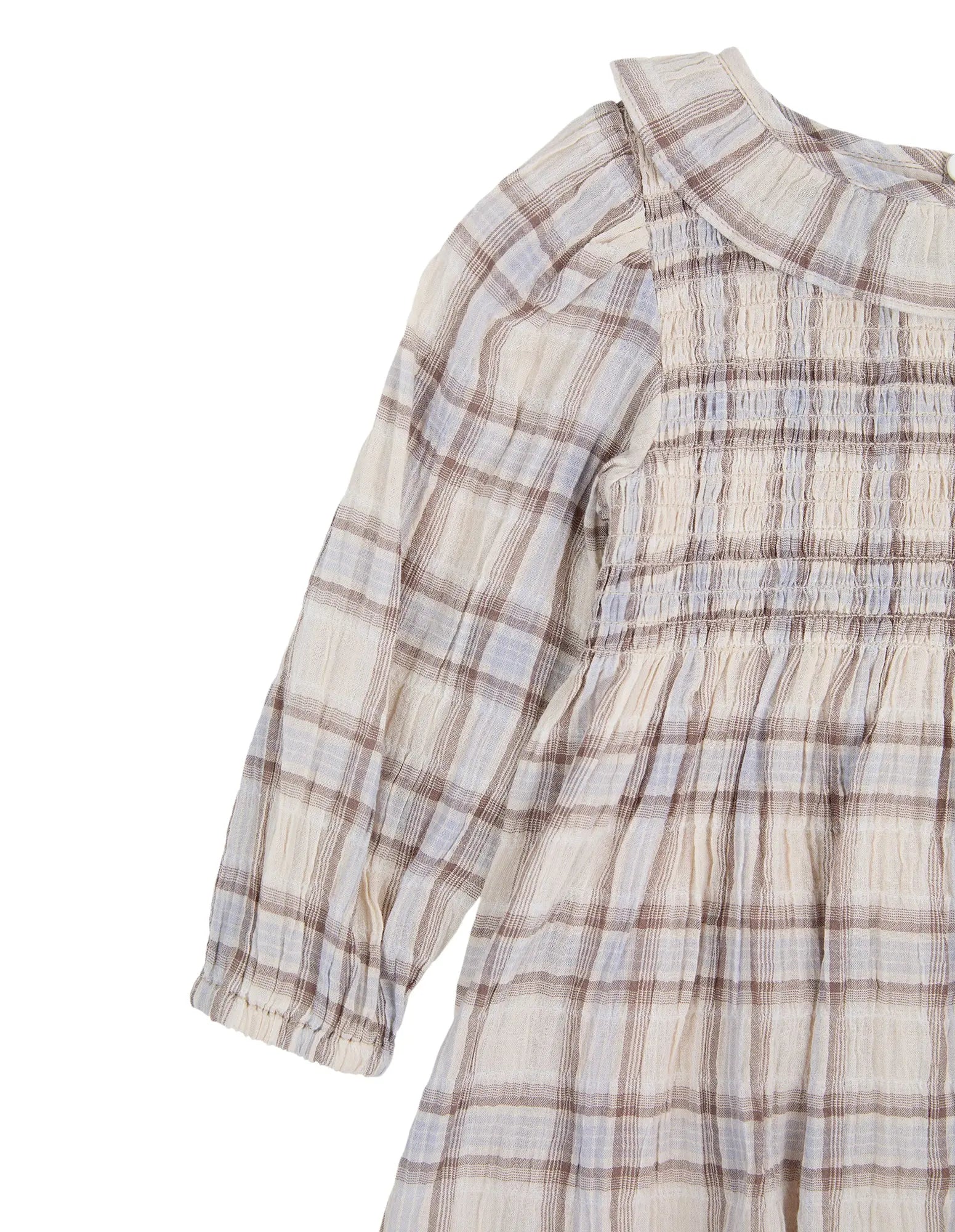 Plaid shirt with long sleeves on a white background