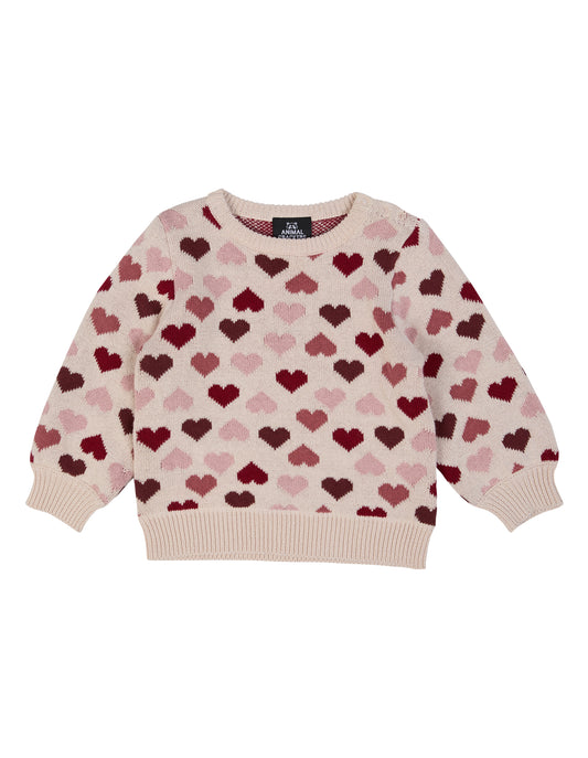 Children's sweater with heart pattern on a white background
