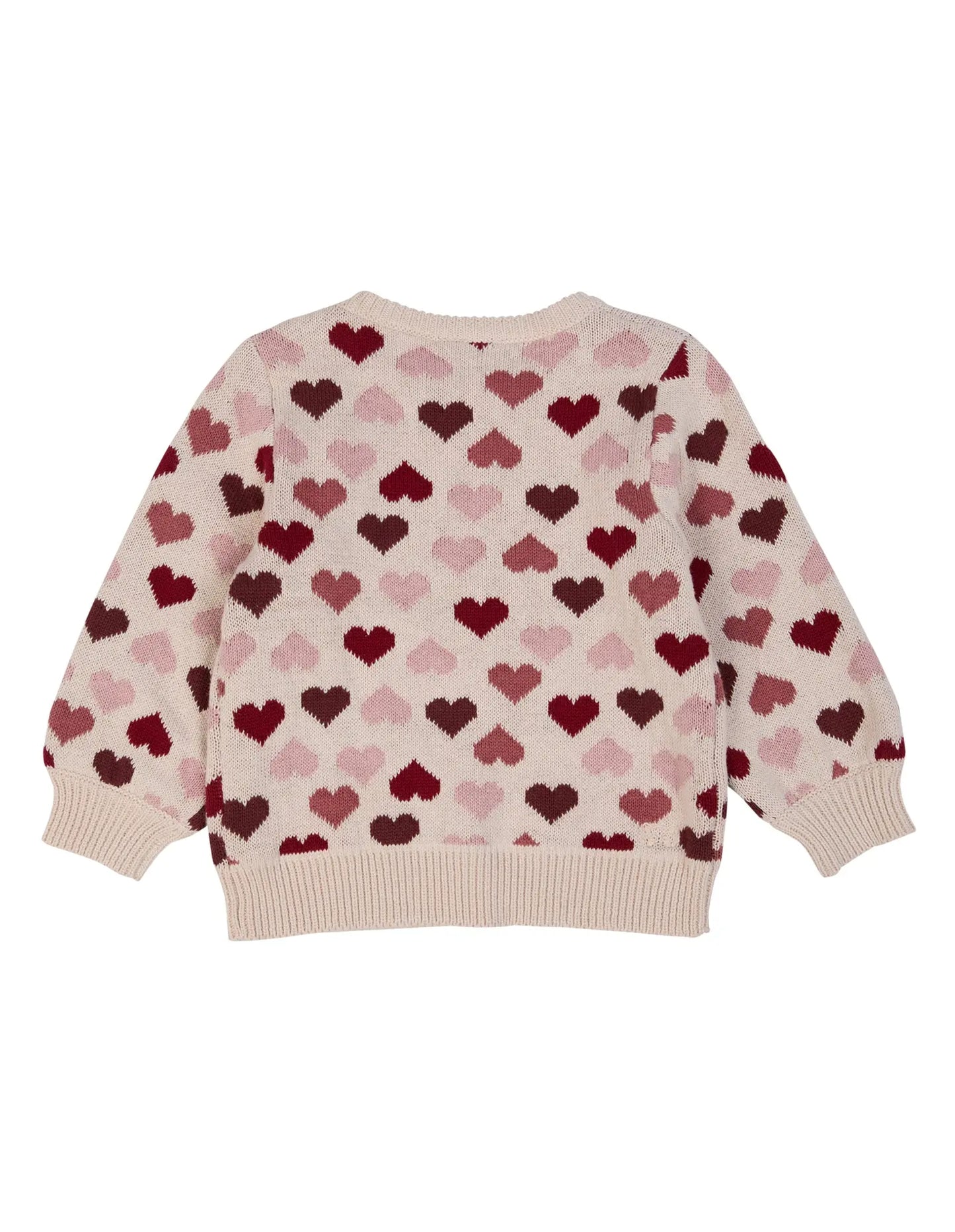 Children's sweater with heart pattern on a white background