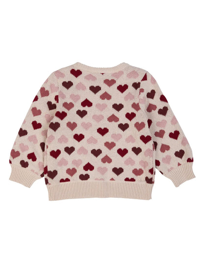 Children's sweater with heart pattern on a white background