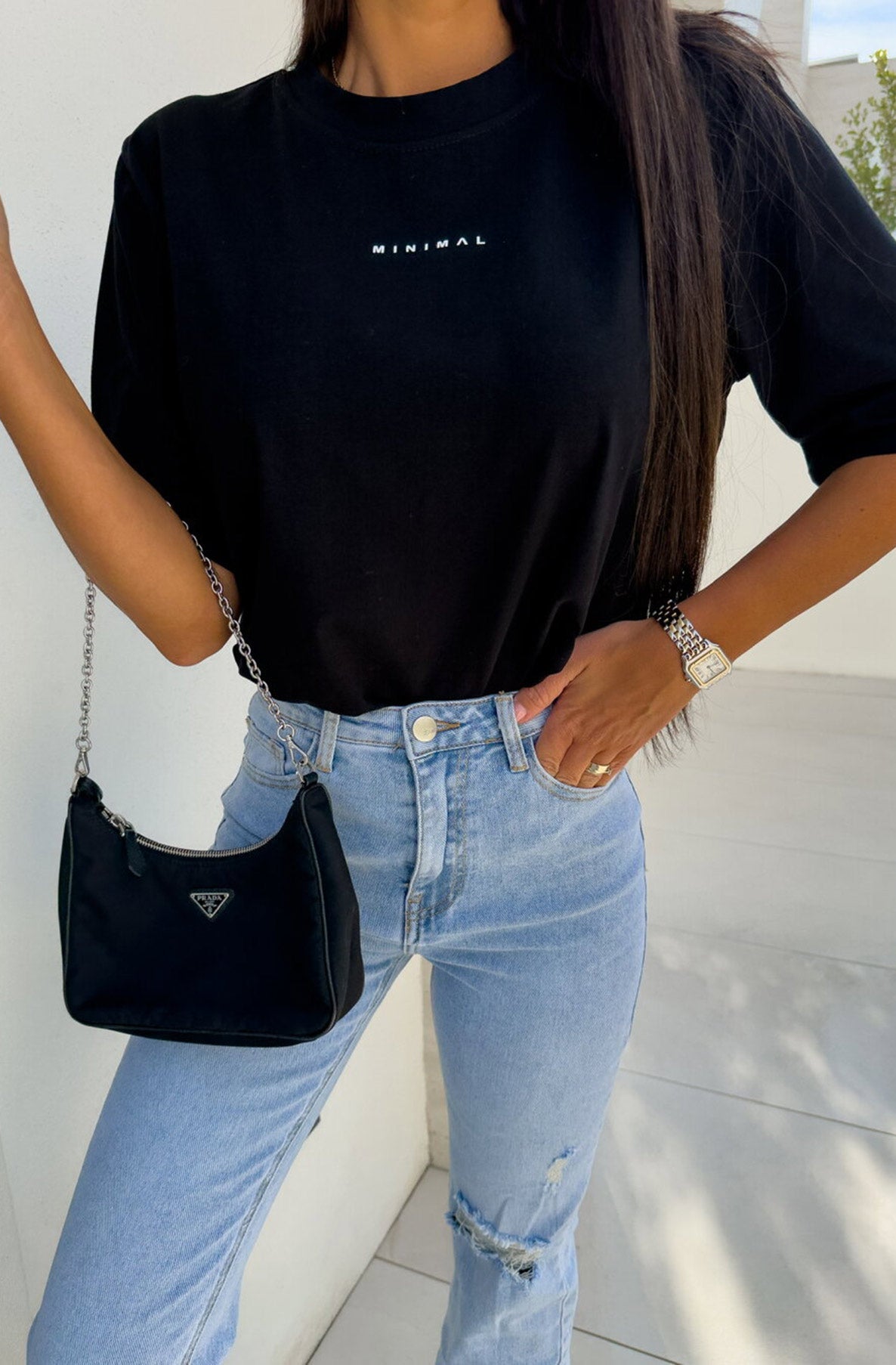 'Minimal' Graphic Print Oversized T-Shirt