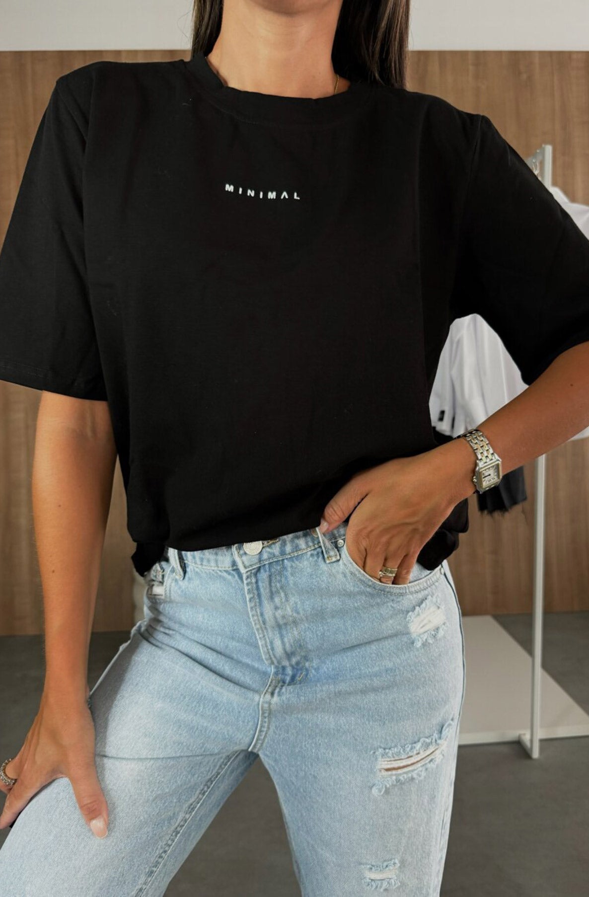 'Minimal' Graphic Print Oversized T-Shirt