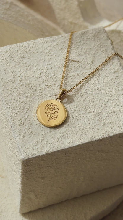 Rose Pendant Necklace - Gold