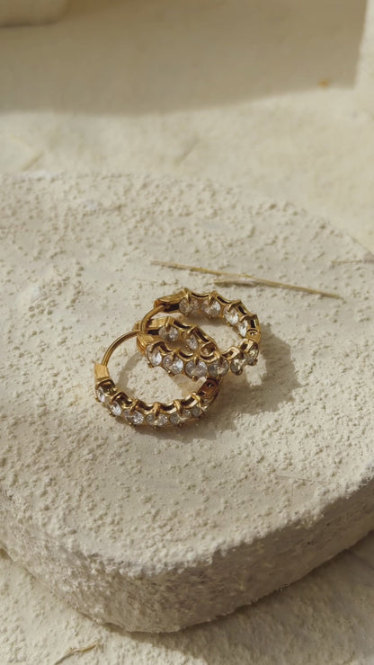 Crystal Hoops - Gold