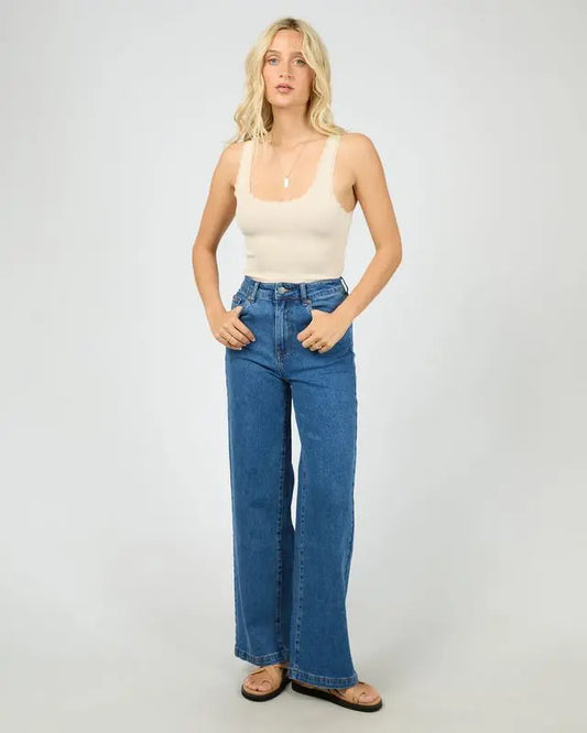 Wash Rib Lace Tank Top in Vanilla All About Eve